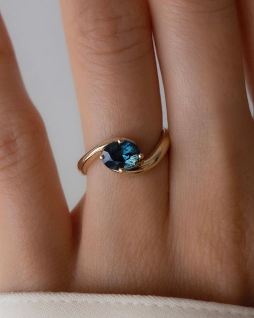Blue Zircon Oval Ring