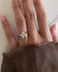White Zircon Octagon Ring, Gold Plated