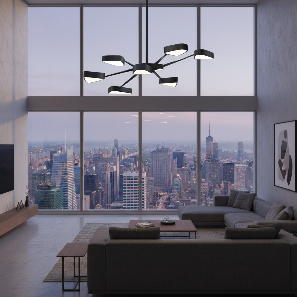 Ursa Black Chrome Contemporary Retro Chandelier
