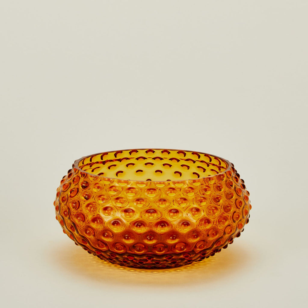 Glass hobnail amber serving bowl.