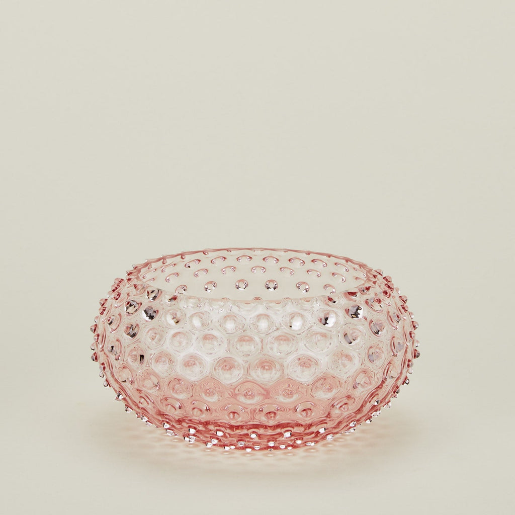 Glass hobnail blush serving bowl.