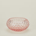 Glass hobnail blush serving bowl.