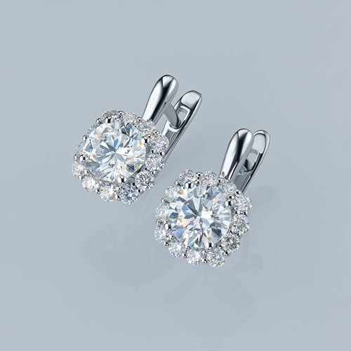 White Gold Diamond Earrings, 2.84ct