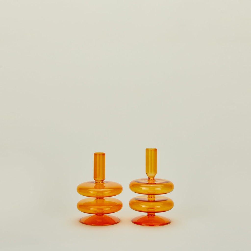 Bubble candle holder in amber