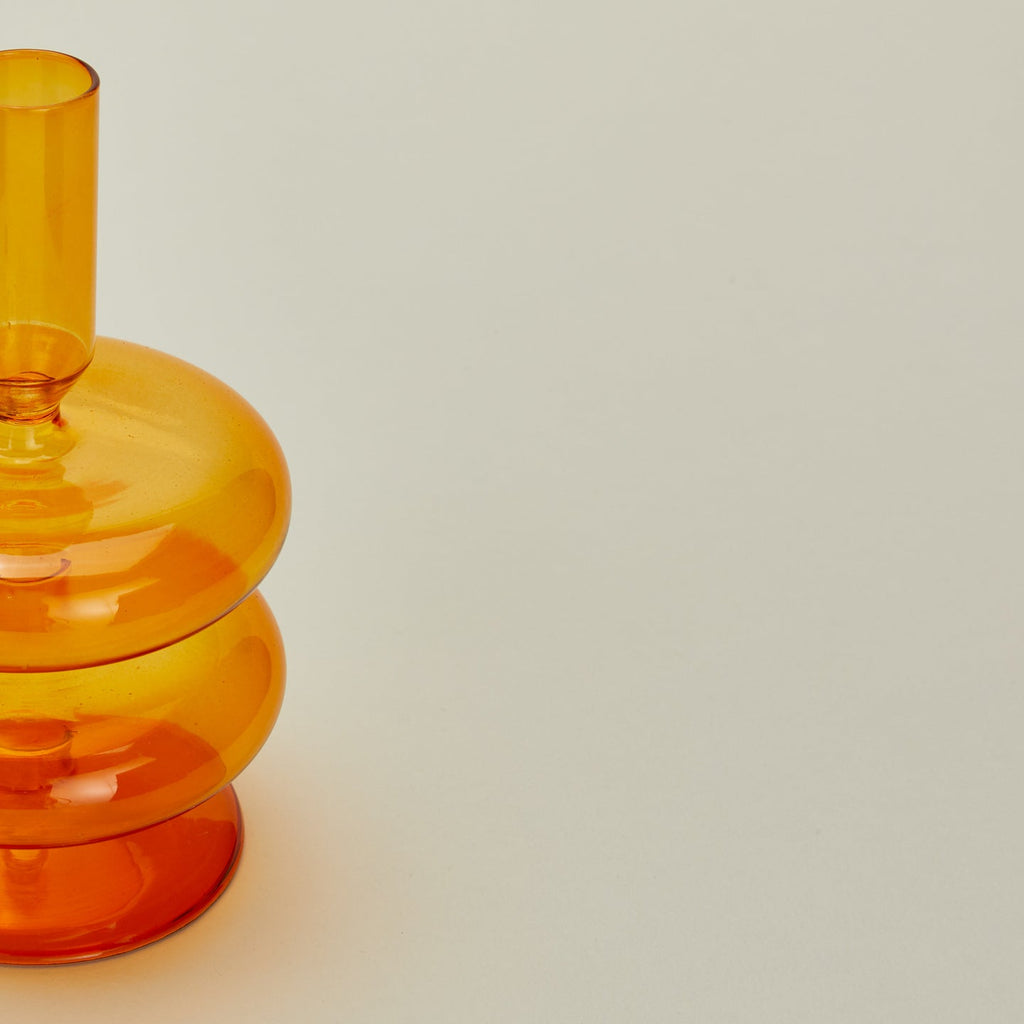 Close up view of Bubble candle holder in amber