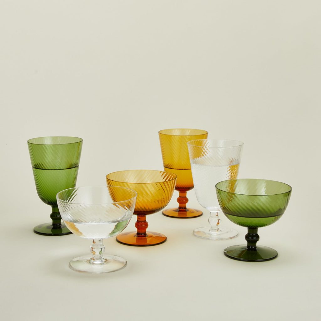 Optic coupes and goblets in various colors