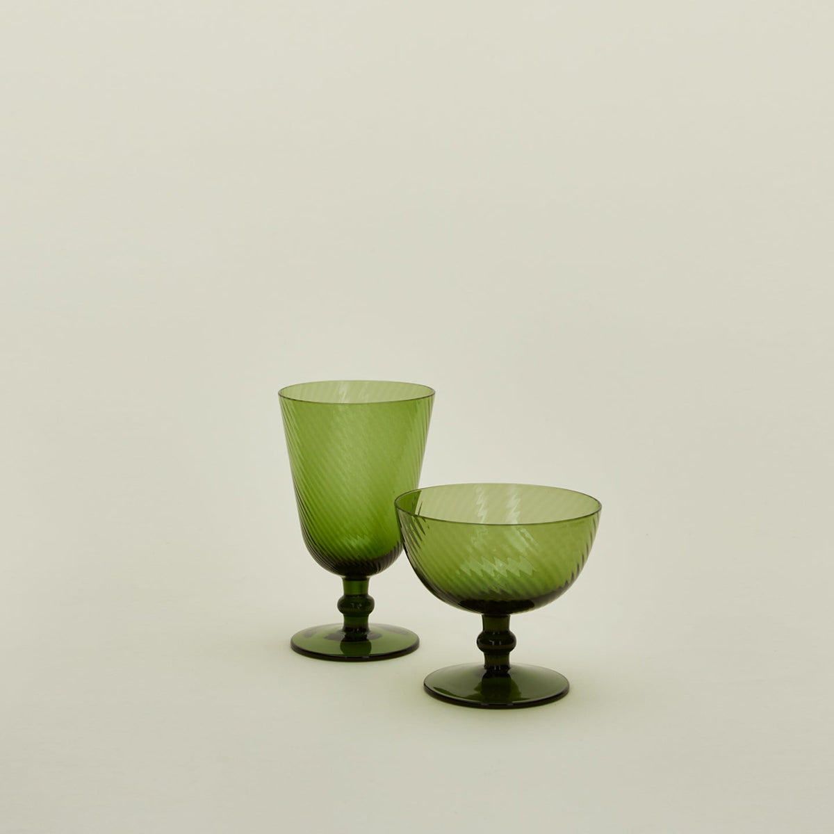 Optic goblet and coupe in olive