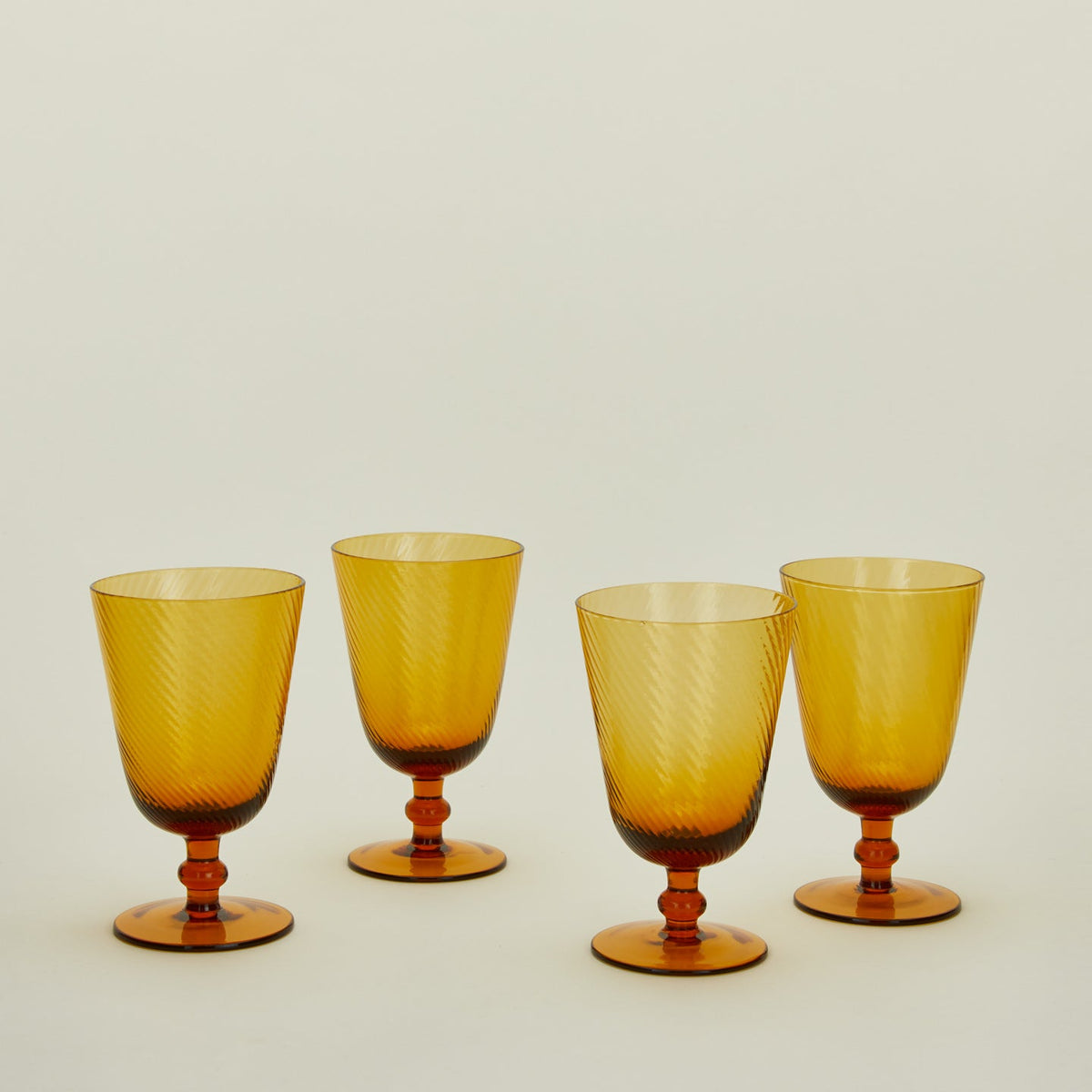 Optic goblet set of 4 in amber