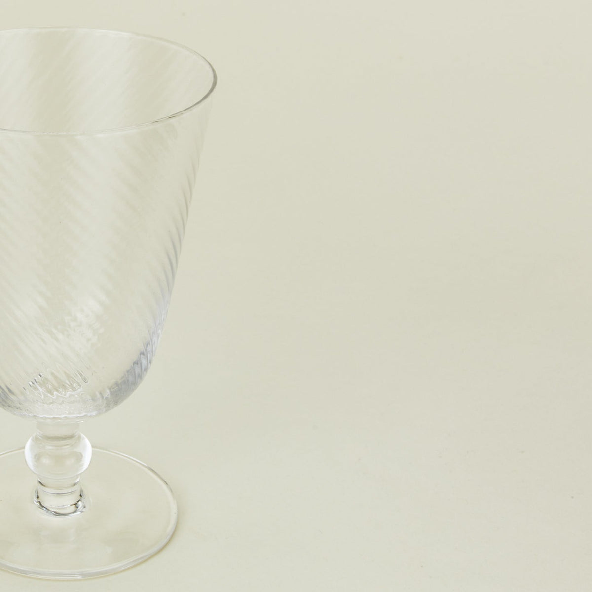 Close up view of optic goblet in clear