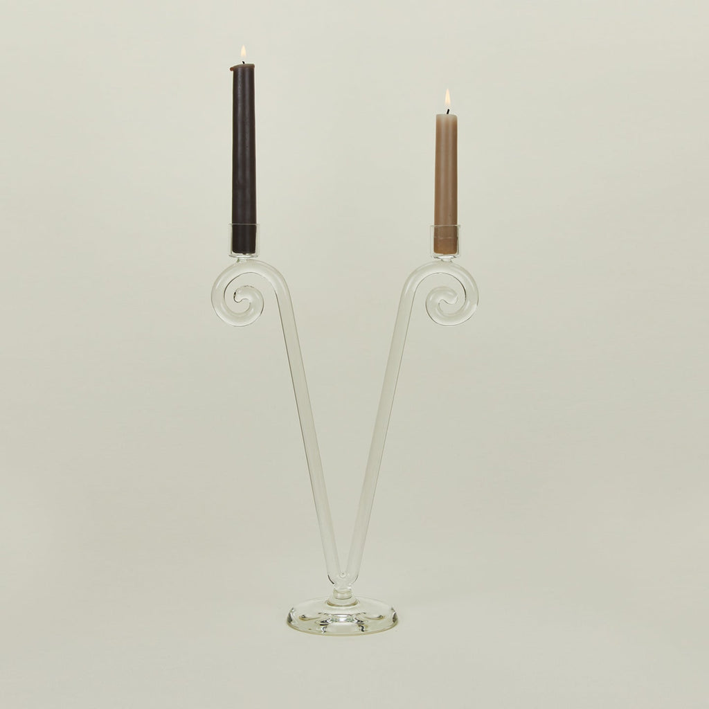 Double Stem Spiral Candle Holder with candles