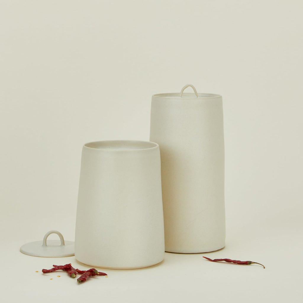 Tracie Hervey lidded jar family with peppers
