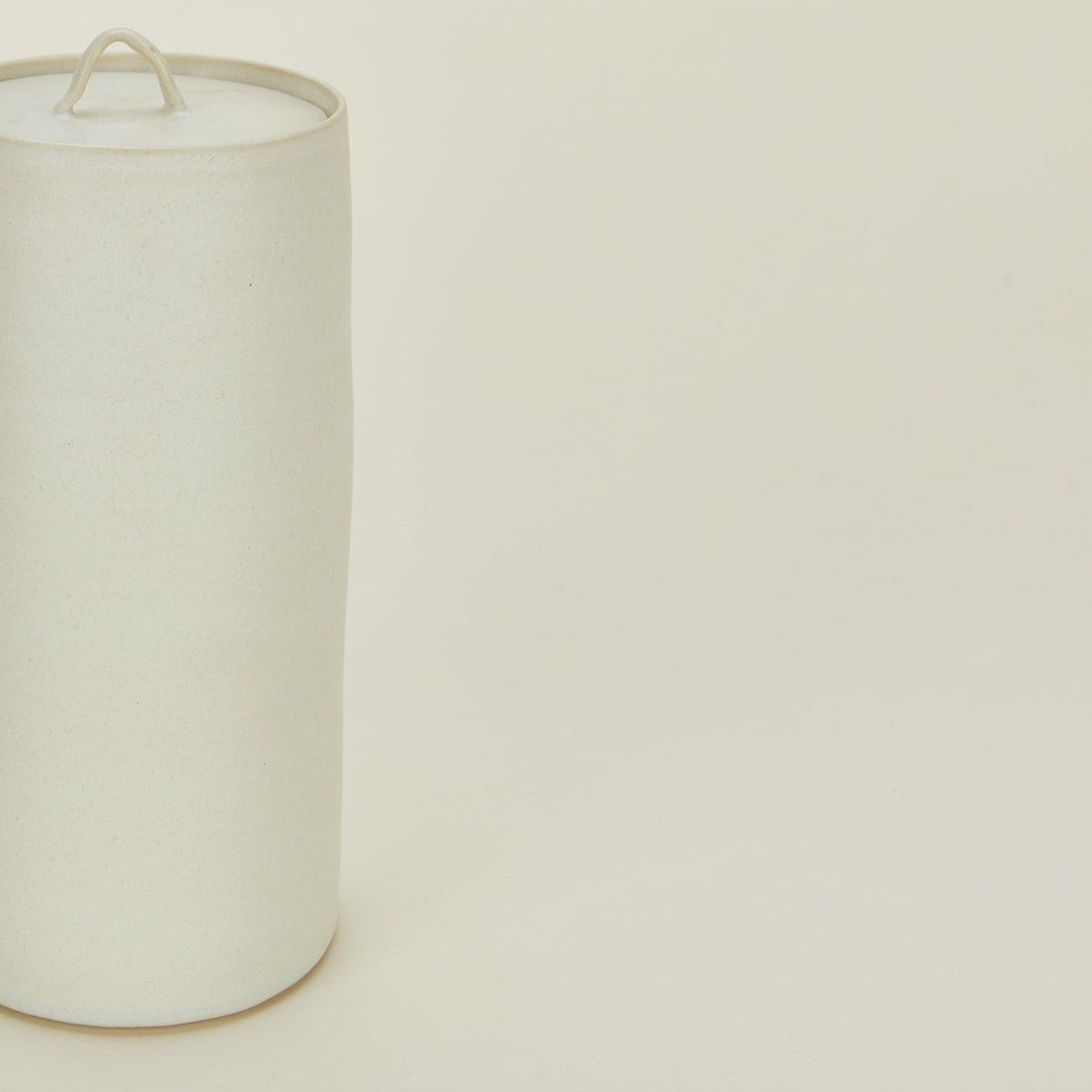 Detailed view of Tracie Hervey tall lidded jar
