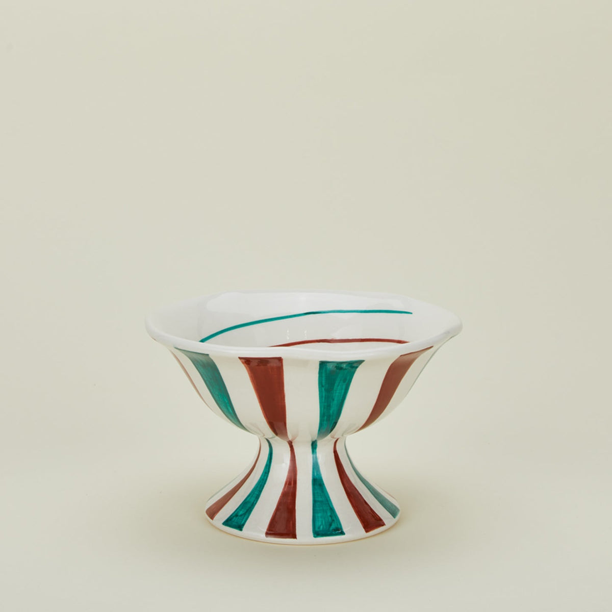 Tutti Frutti Footed Bowl - Cacao + Blue Stripes
